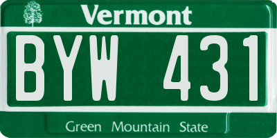 VT license plate BYW431