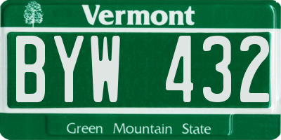 VT license plate BYW432