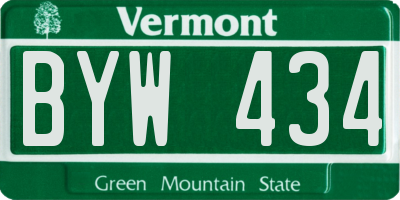 VT license plate BYW434