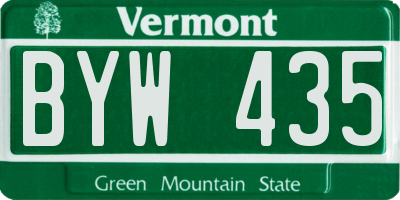 VT license plate BYW435