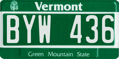 VT license plate BYW436