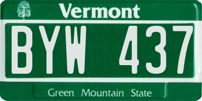 VT license plate BYW437