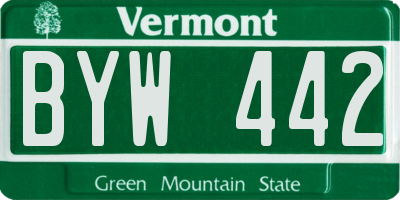 VT license plate BYW442