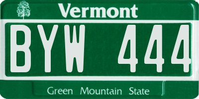 VT license plate BYW444