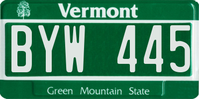 VT license plate BYW445