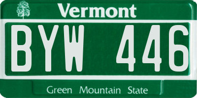 VT license plate BYW446