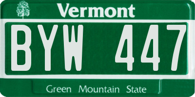 VT license plate BYW447