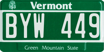 VT license plate BYW449