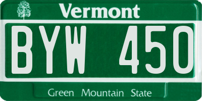 VT license plate BYW450