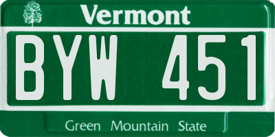 VT license plate BYW451