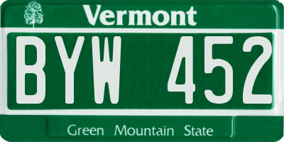 VT license plate BYW452