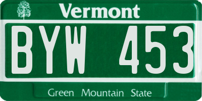 VT license plate BYW453