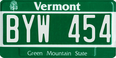 VT license plate BYW454