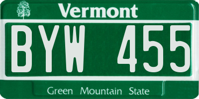 VT license plate BYW455