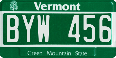 VT license plate BYW456