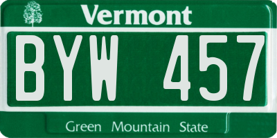 VT license plate BYW457
