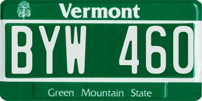 VT license plate BYW460