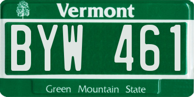 VT license plate BYW461