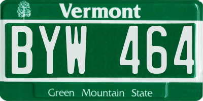 VT license plate BYW464