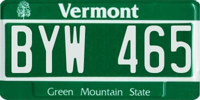 VT license plate BYW465