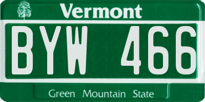 VT license plate BYW466