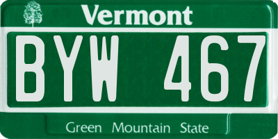 VT license plate BYW467