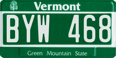 VT license plate BYW468