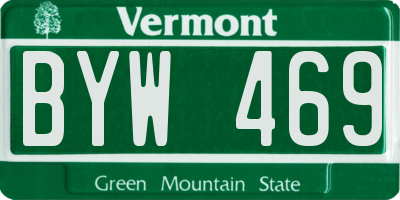VT license plate BYW469