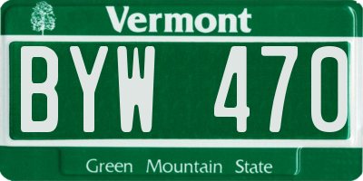VT license plate BYW470