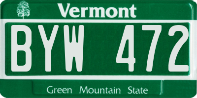 VT license plate BYW472