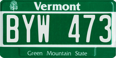 VT license plate BYW473