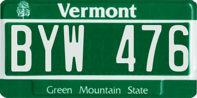 VT license plate BYW476
