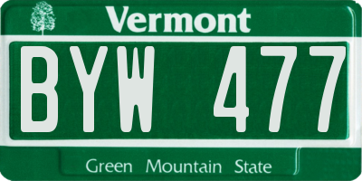 VT license plate BYW477