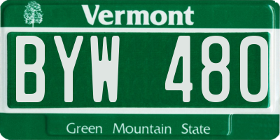 VT license plate BYW480