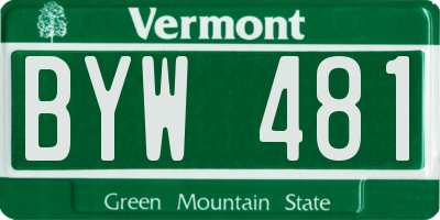 VT license plate BYW481
