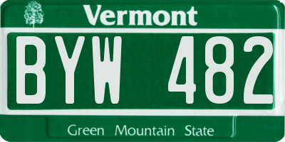 VT license plate BYW482