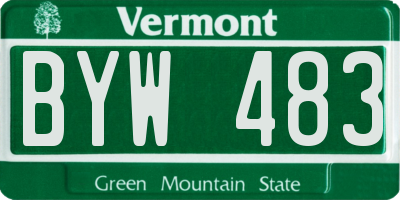 VT license plate BYW483