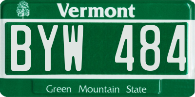 VT license plate BYW484