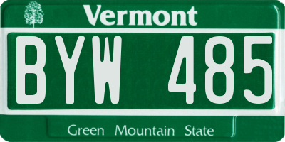 VT license plate BYW485