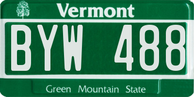 VT license plate BYW488