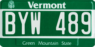 VT license plate BYW489