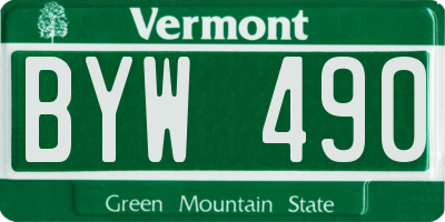 VT license plate BYW490