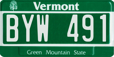 VT license plate BYW491