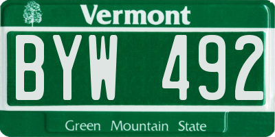 VT license plate BYW492