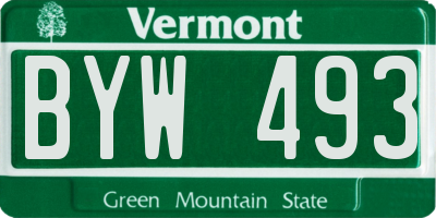 VT license plate BYW493
