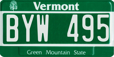 VT license plate BYW495