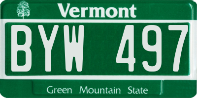 VT license plate BYW497