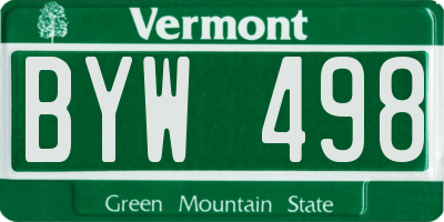 VT license plate BYW498