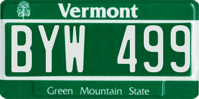 VT license plate BYW499