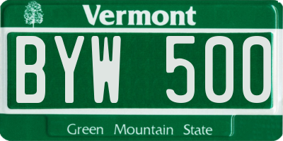 VT license plate BYW500